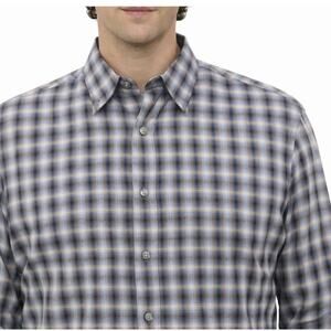 John Varvatos Star USA Shirt Blue Checkered Long Sleeve Slim Peace logo S